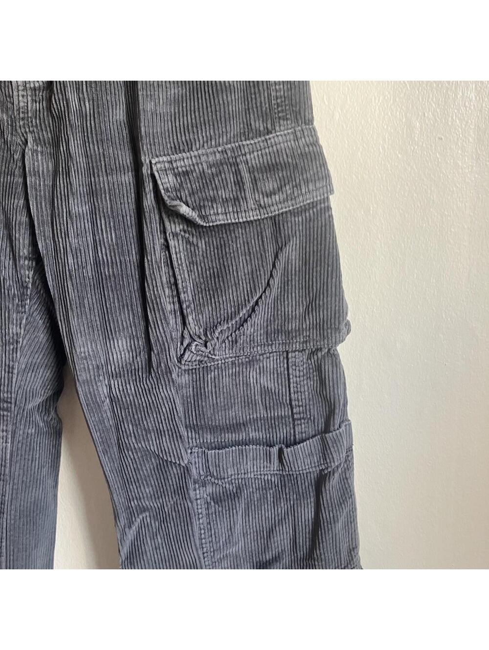 Corduroy Cargo Pants Y2K Grunge Skater High Rise Wide Leg Blue Grey Women’s 4 - Picture 4 of 9